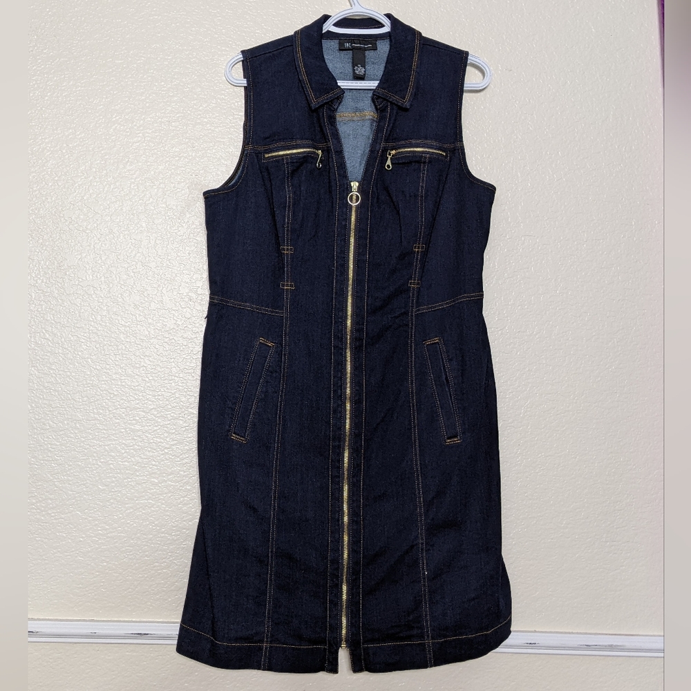 INC Sleeveless Denim Zip Up Dress